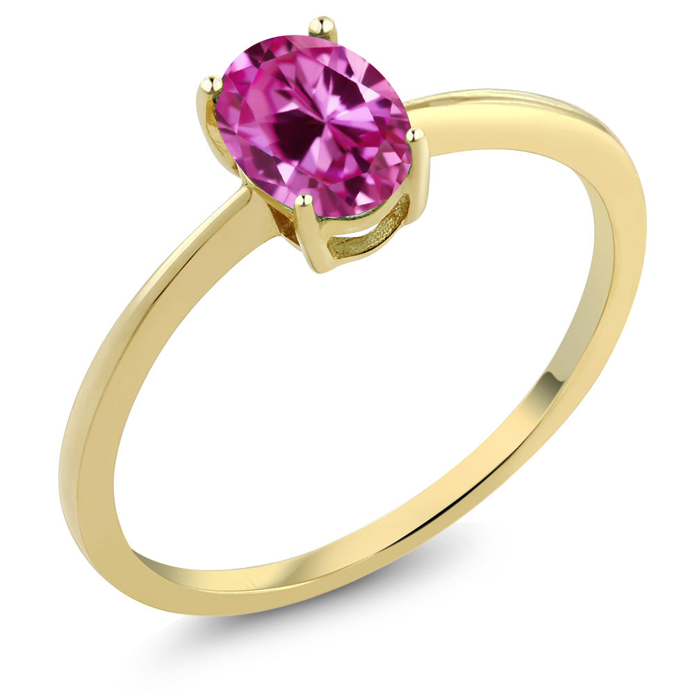 Pink Created Sapphire - September_7_Ring in 10K Yellow Gold