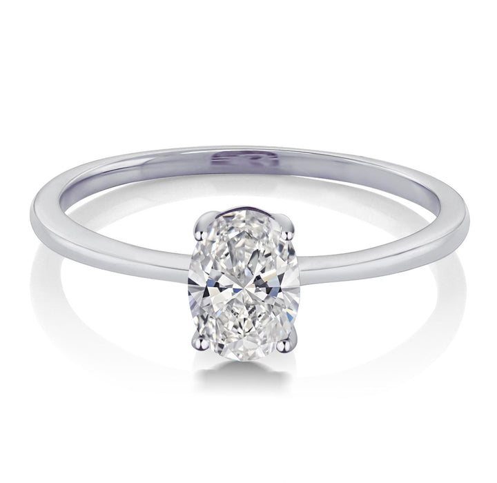 10K White Gold IGI Certified Lab Grown Diamond Solitaire Ring For Women | 1 Ct Oval Cut | F-G Color | VS1 Clarity | Available In Size 5 to 10