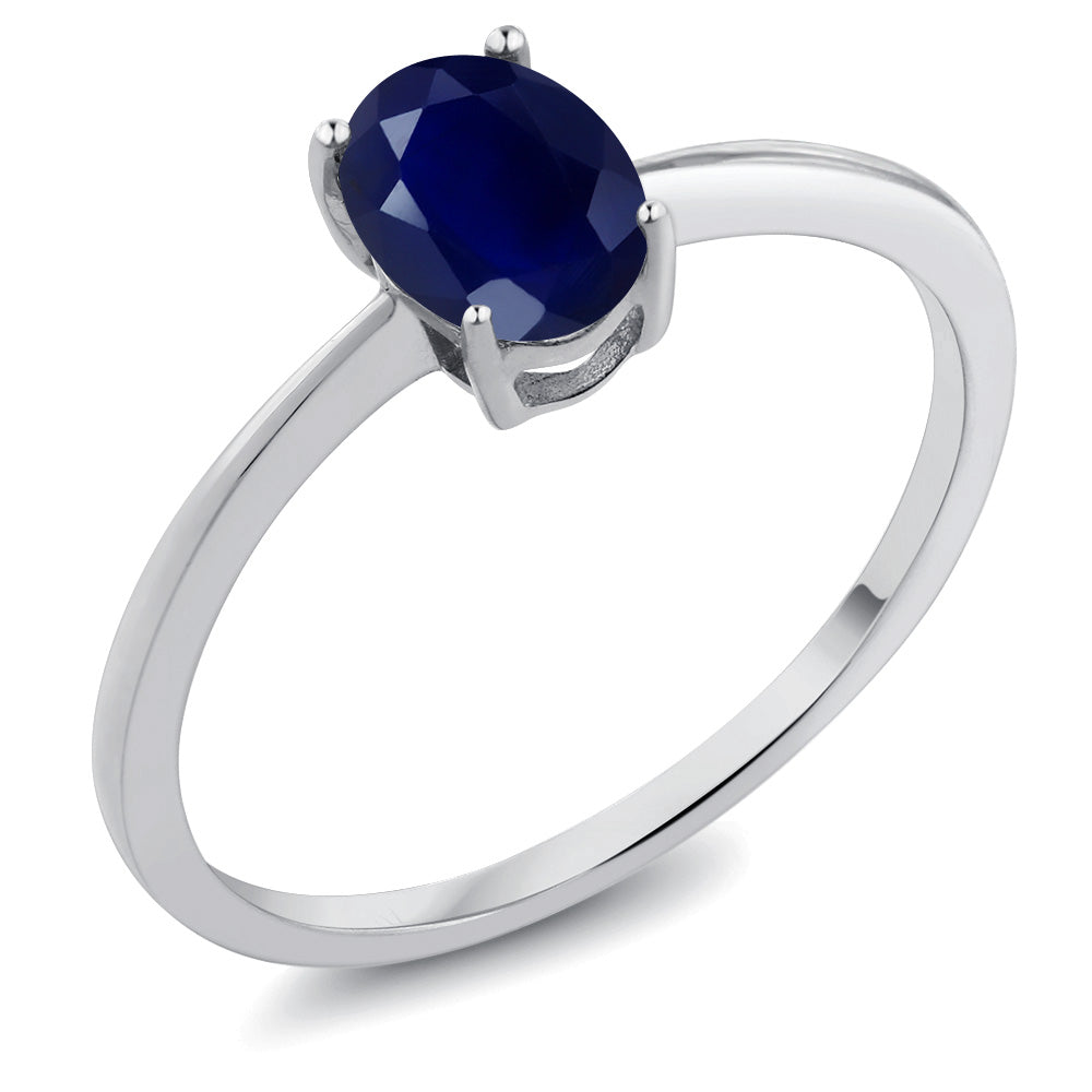 Blue Sapphire - September_8_Ring in 10K White Gold