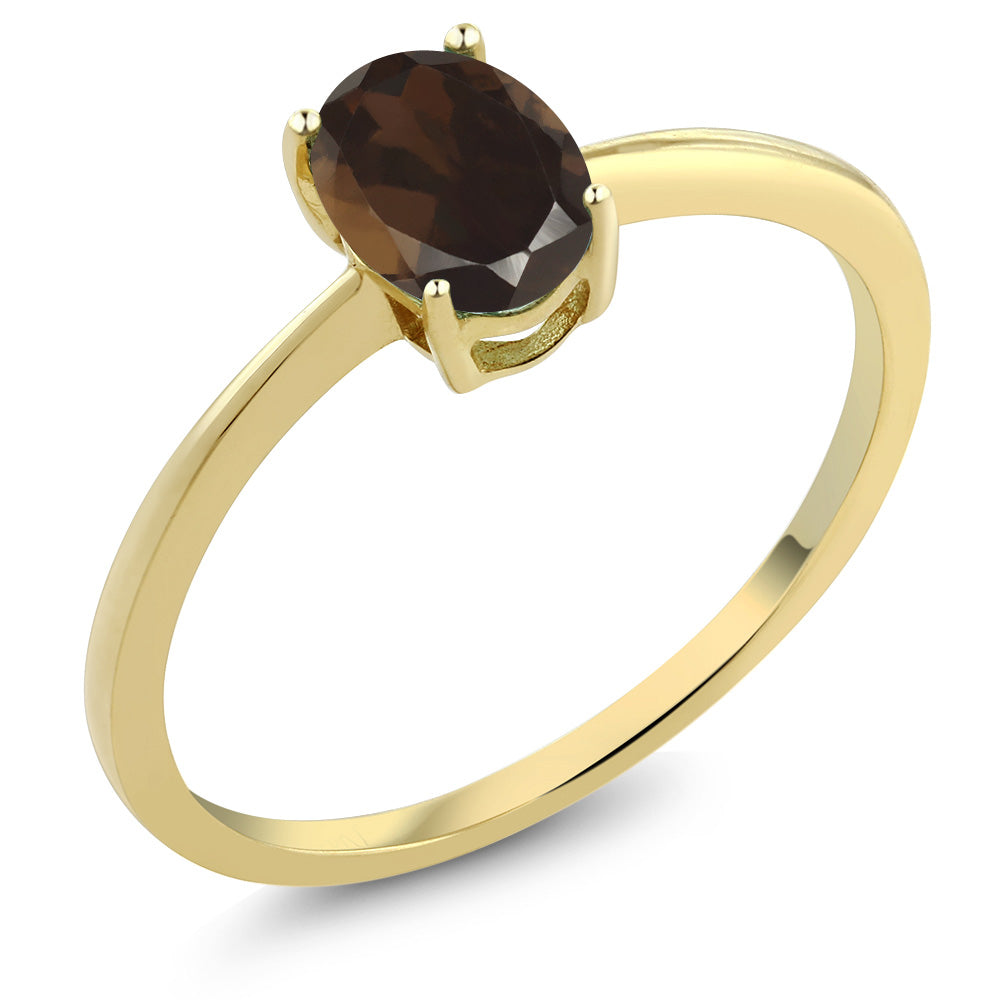 Smoky Quartz_7_Ring in 10K Yellow Gold