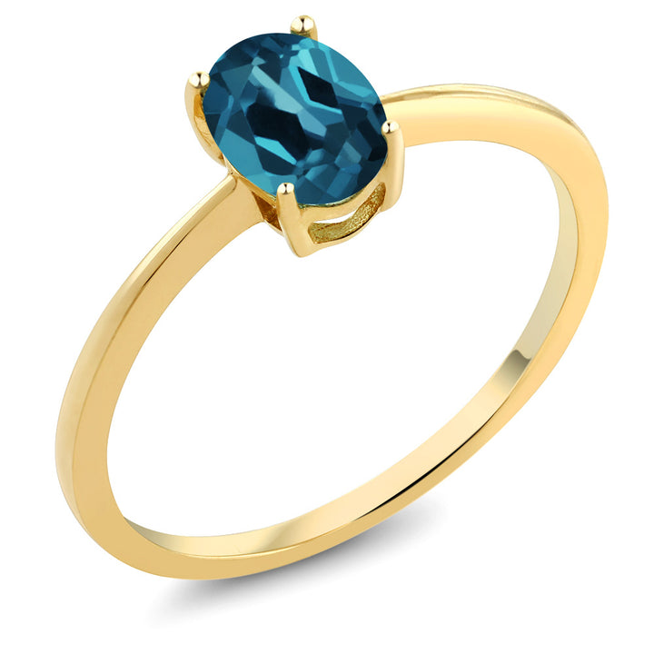 London Blue Topaz_5_Ring in 10K Yellow Gold