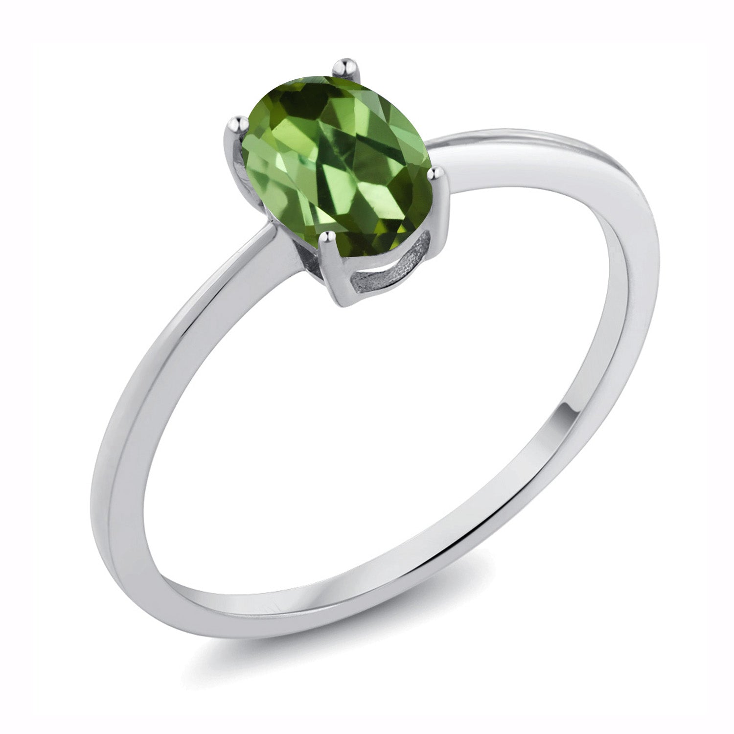 Green Tourmaline - October_6_Ring in 10K White Gold