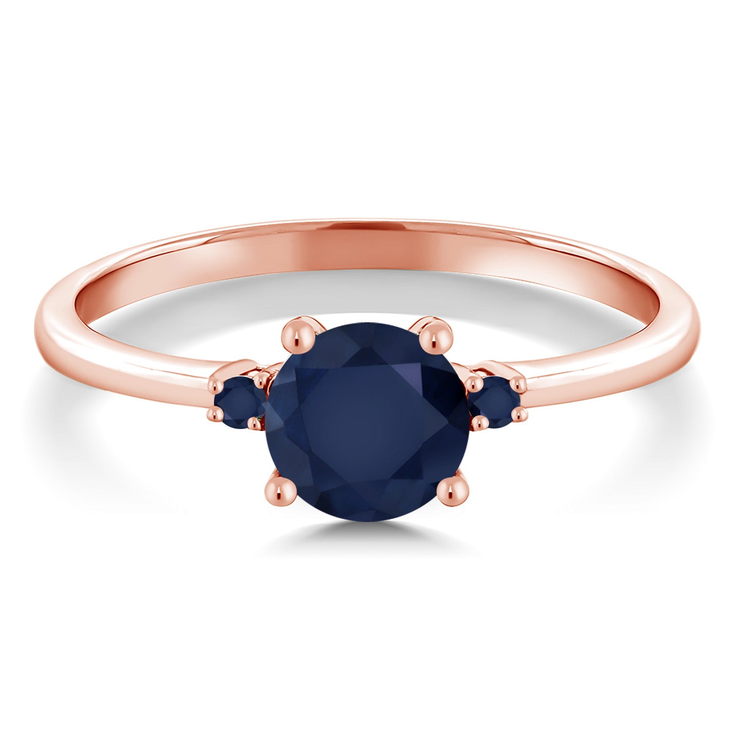 10K Rose Gold Blue Sapphire Solitaire Engagement Ring For Women (1.13 Cttw, Round 6MM, Gemstone September Birthstone, Available in Size 5,6,7,8,9)