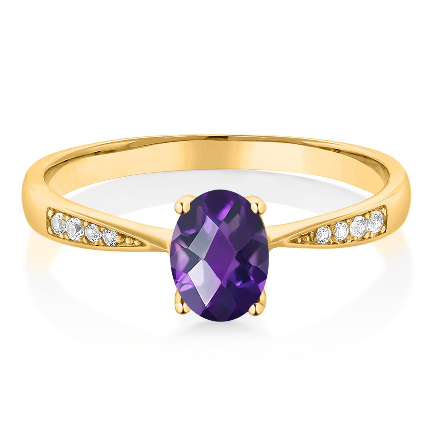 Amethyst-Checkerboard - February_9_Ring in 10K Yellow Gold