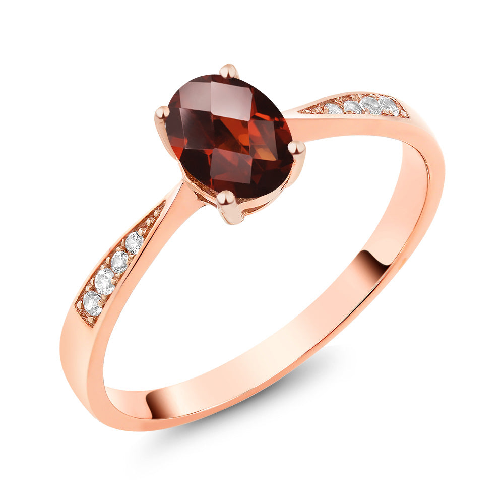Garnet-Checkerboard - January_5_Ring in 10K Rose Gold