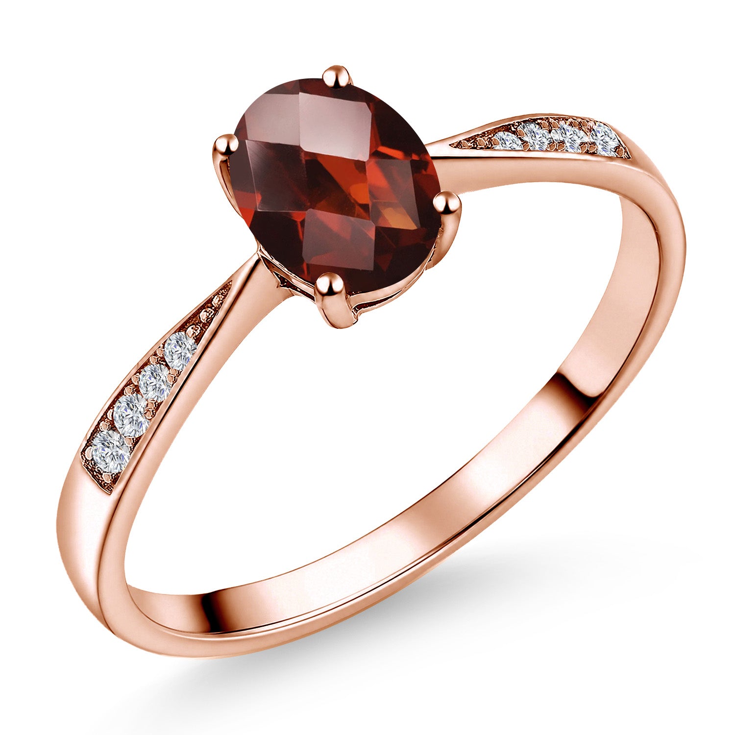 Garnet-Checkerboard - January_5_Ring in 10K Rose Gold