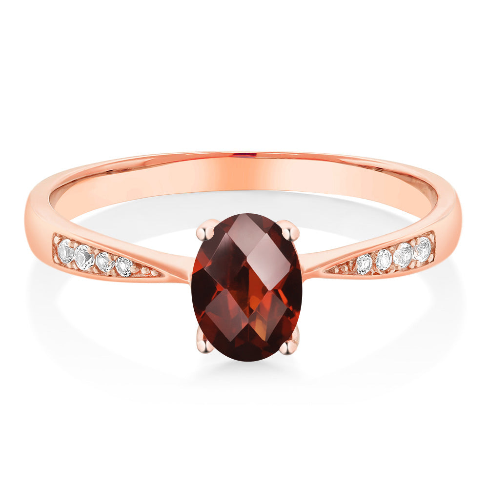 Garnet-Checkerboard - January_7_Ring in 10K Rose Gold
