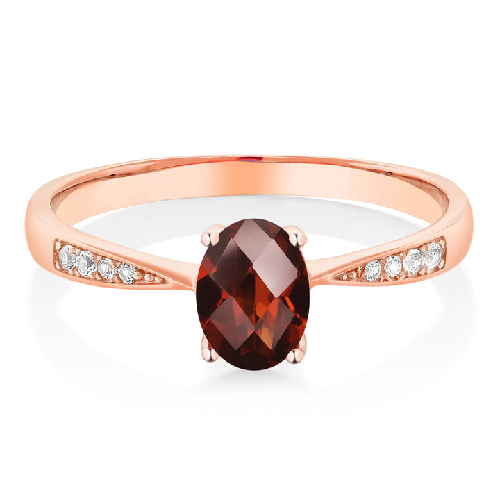 Garnet-Checkerboard - January_5_Ring in 10K Rose Gold