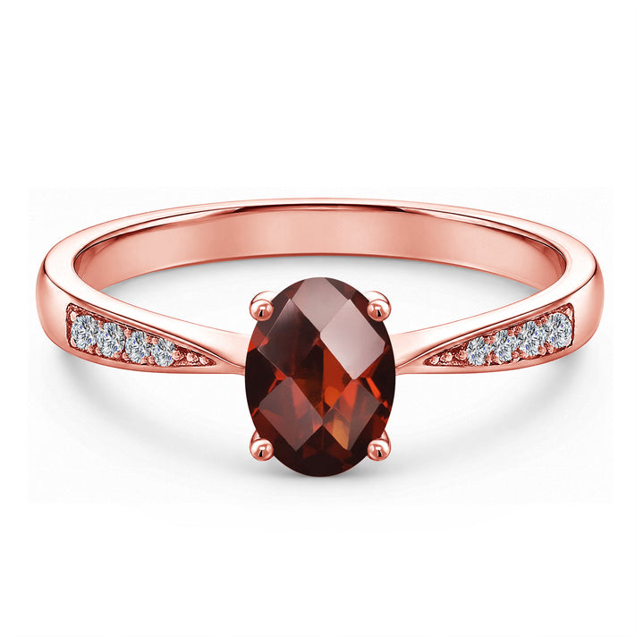 Garnet-Checkerboard - January_5_Ring in 10K Rose Gold