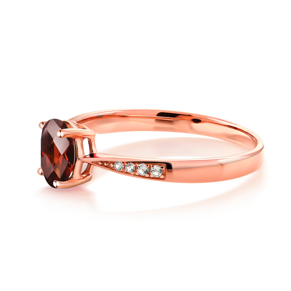 Garnet-Checkerboard - January_5_Ring in 10K Rose Gold