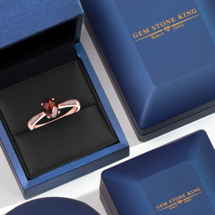 Garnet-Checkerboard - January_5_Ring in 10K Rose Gold