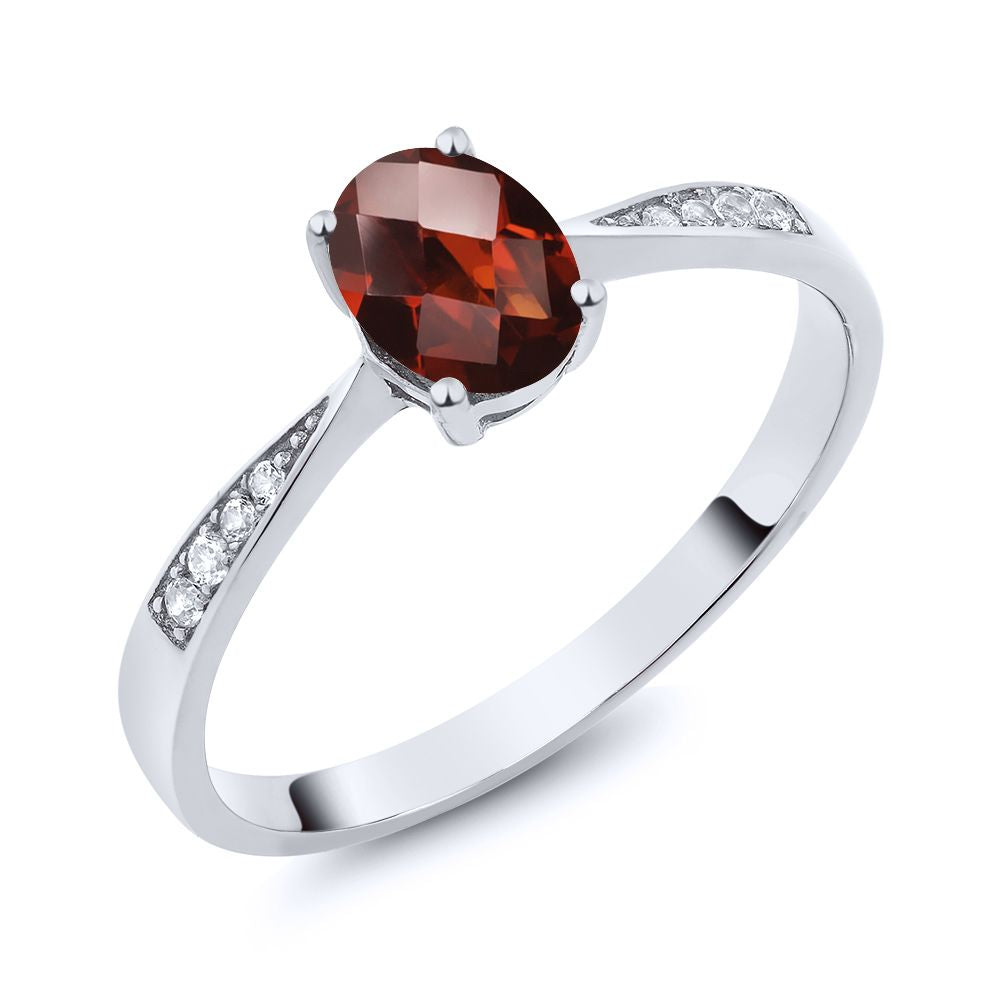 Garnet-Checkerboard - January_5_Ring in 10K White Gold
