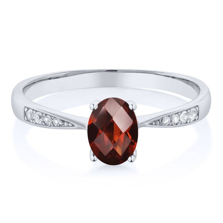 Garnet-Checkerboard - January_5_Ring in 10K White Gold