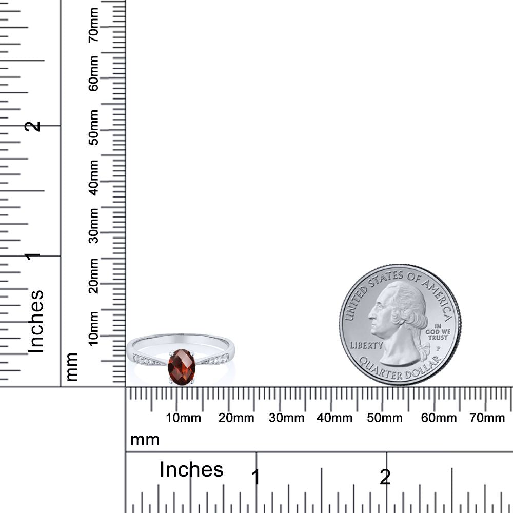 Garnet-Checkerboard - January_5_Ring in 10K White Gold