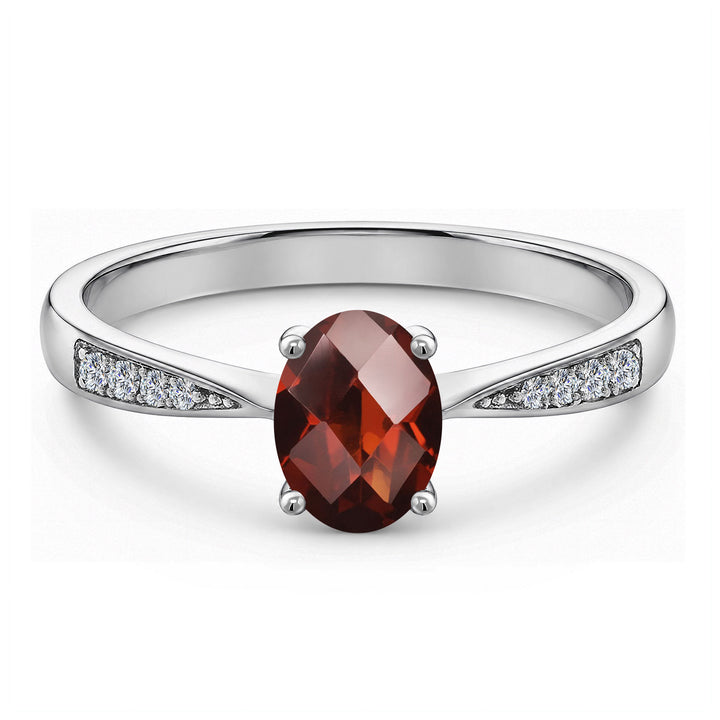 Garnet-Checkerboard - January_5_Ring in 10K White Gold
