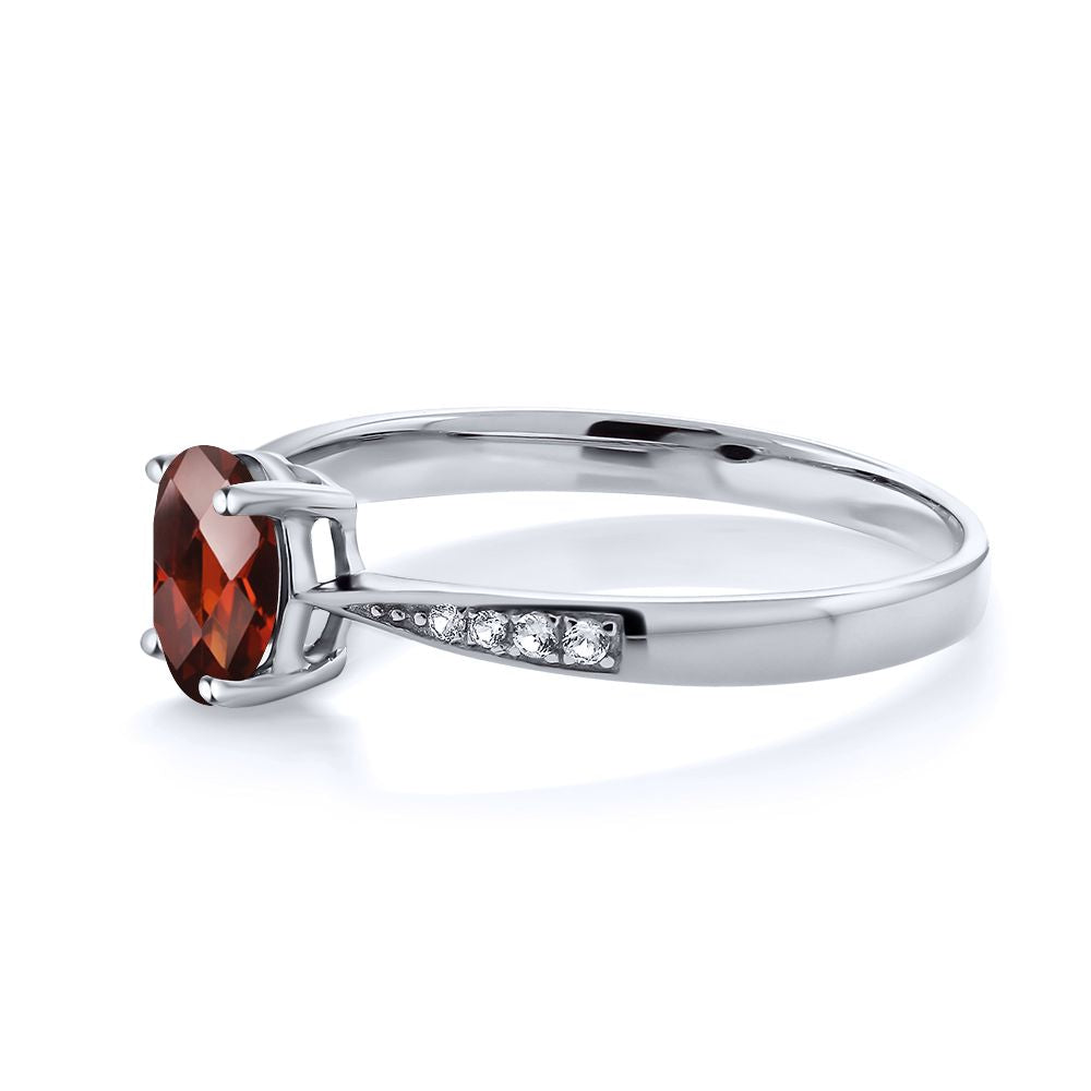 Garnet-Checkerboard - January_5_Ring in 10K White Gold