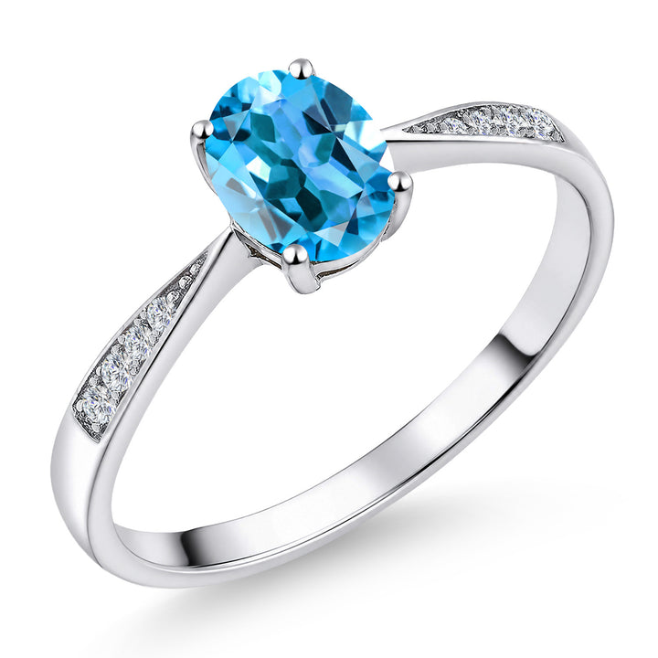 Swiss Blue Topaz-Checkerboard - November_5_Ring in 10K White Gold