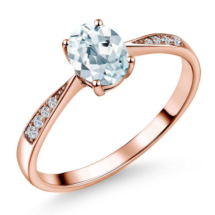 Aquamarine - March_5_Ring in 10K Rose Gold