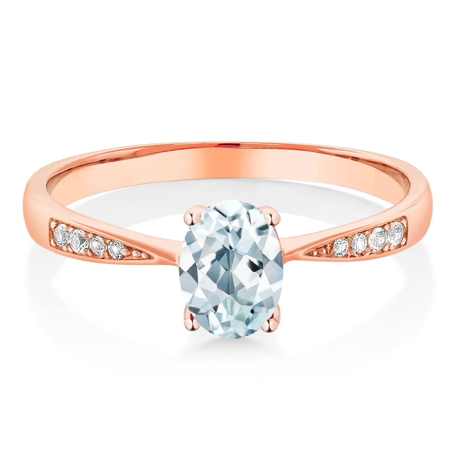 Aquamarine - March_5_Ring in 10K Rose Gold