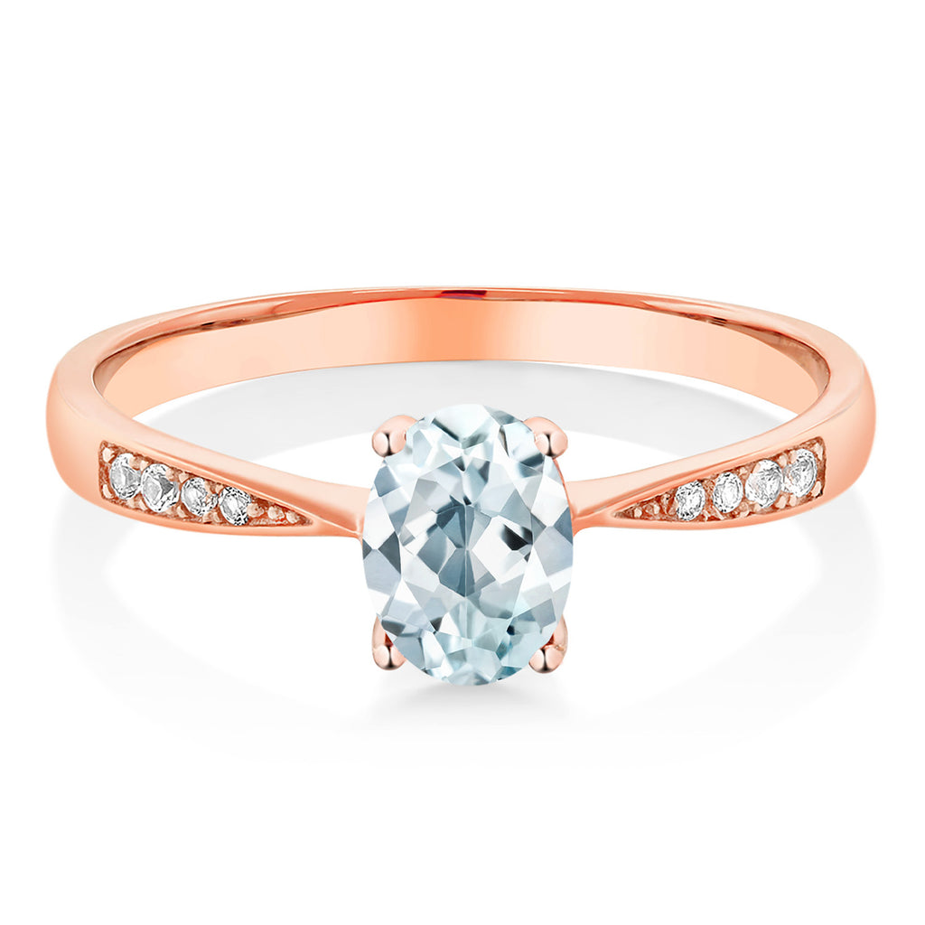 Aquamarine - March_6_Ring in 10K Rose Gold