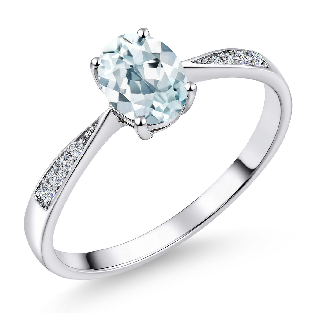 Aquamarine - March_7_Ring in 10K White Gold