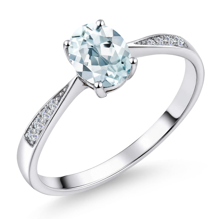 Aquamarine - March_5_Ring in 10K White Gold