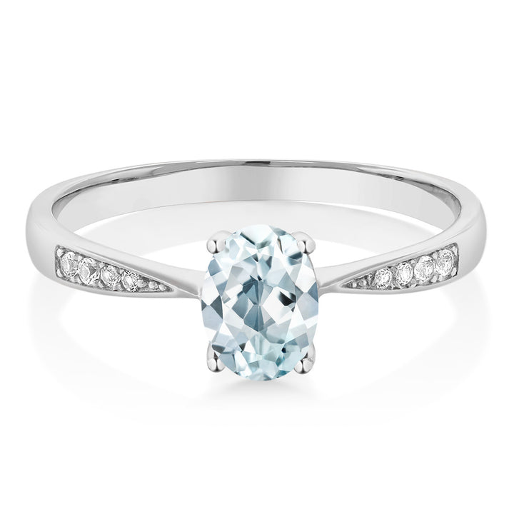 Aquamarine - March_5_Ring in 10K White Gold