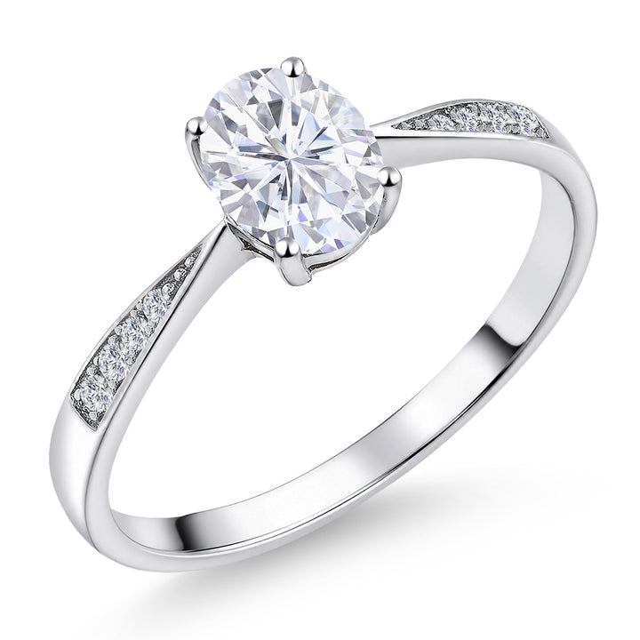 White Moissanite - April_5_Ring in 10K White Gold