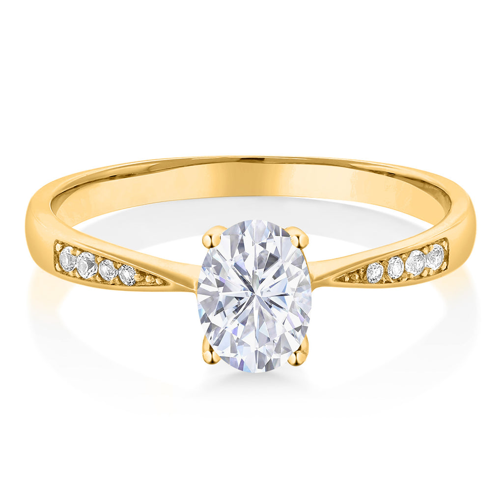 White Moissanite - April_5_Ring in 10K Yellow Gold