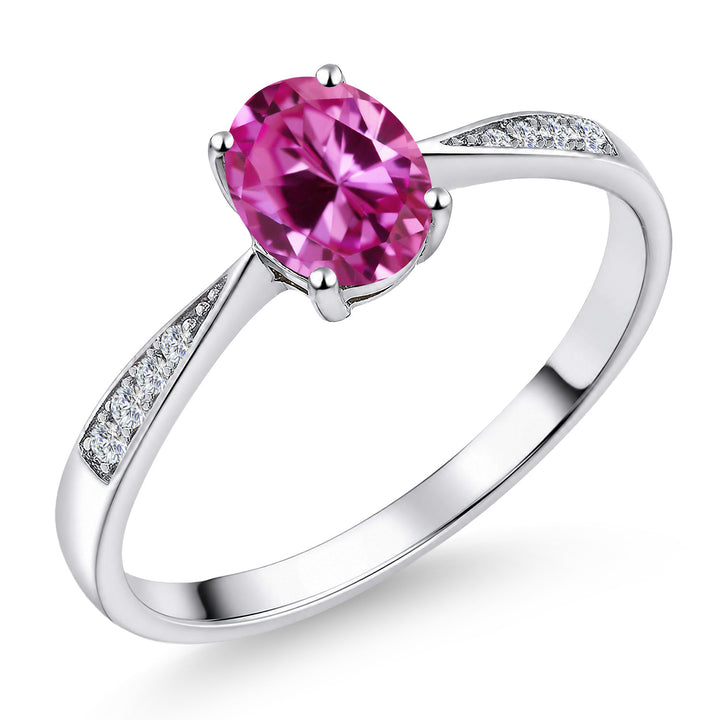 Pink Created Sapphire - September_5_Ring in 10K White Gold