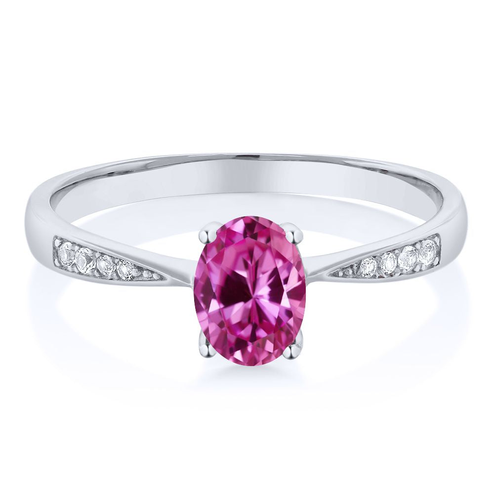 Pink Created Sapphire - September_7_Ring in 10K White Gold
