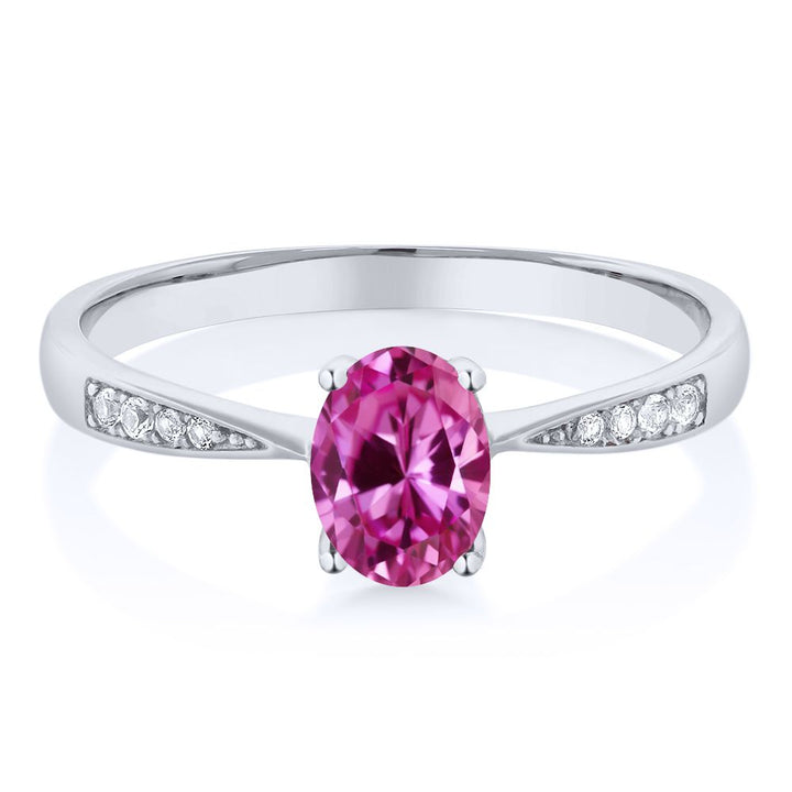 Pink Created Sapphire - September_5_Ring in 10K White Gold