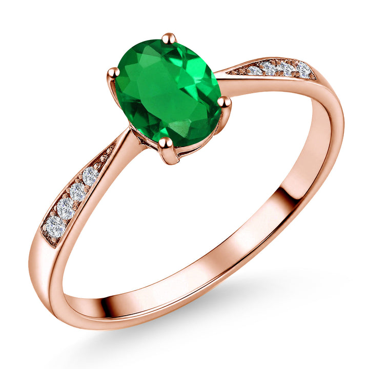Nano Emerald - May_5_Ring in 10K Rose Gold