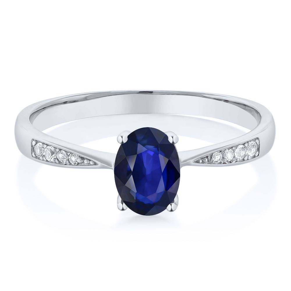 Blue Sapphire - September_9_Ring in 10K White Gold