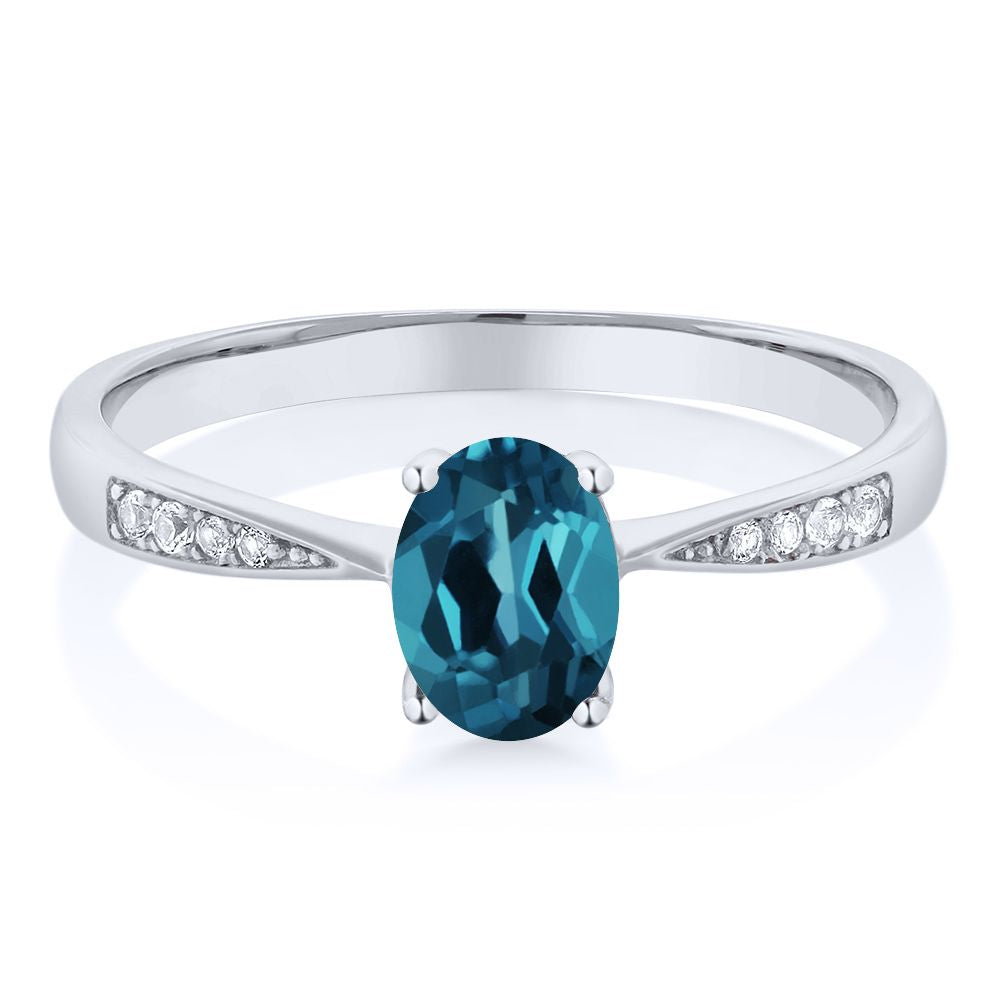 London Blue Topaz - November_8_Ring in 10K White Gold