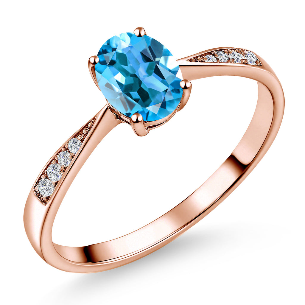 Swiss Blue Topaz - November_6_Ring in 10K Rose Gold