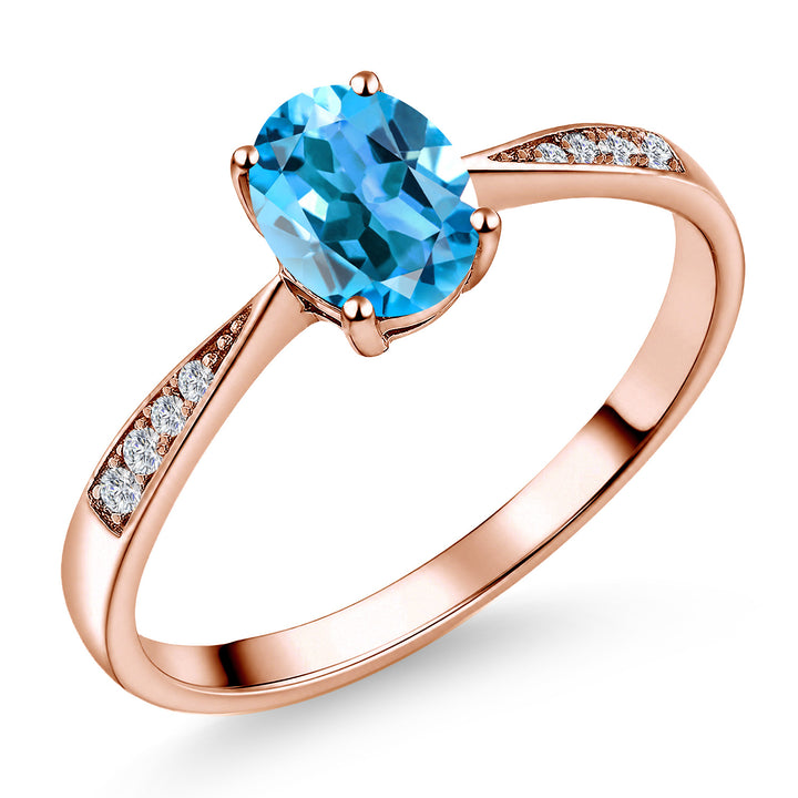 Swiss Blue Topaz - November_5_Ring in 10K Rose Gold