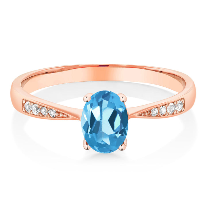 Swiss Blue Topaz - November_5_Ring in 10K Rose Gold