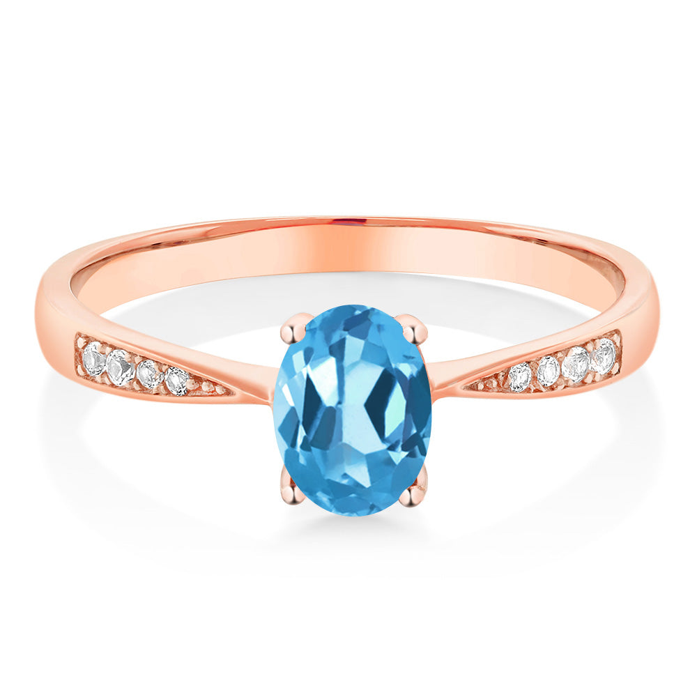 Swiss Blue Topaz - November_7_Ring in 10K Rose Gold