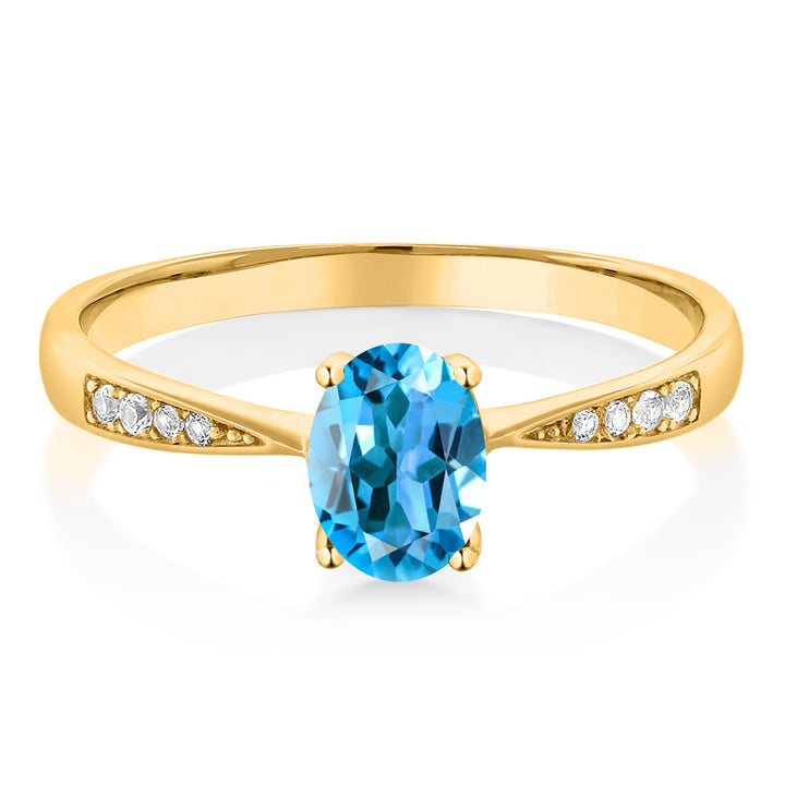 Swiss Blue Topaz - November_8_Ring in 10K Yellow Gold