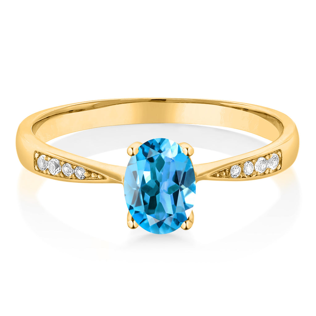 Swiss Blue Topaz - November_7_Ring in 10K Yellow Gold