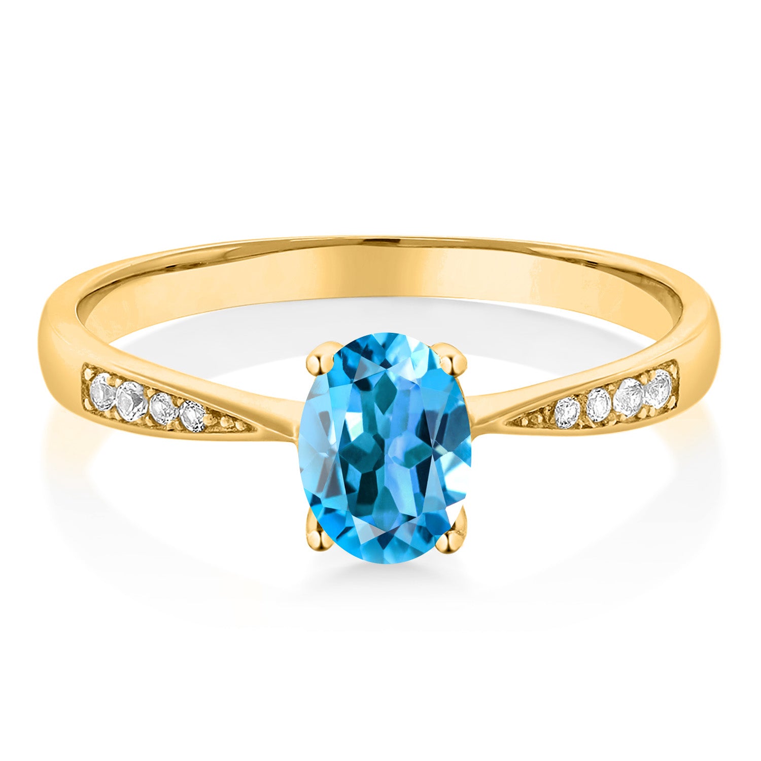 Swiss Blue Topaz - November_6_Ring in 10K Yellow Gold