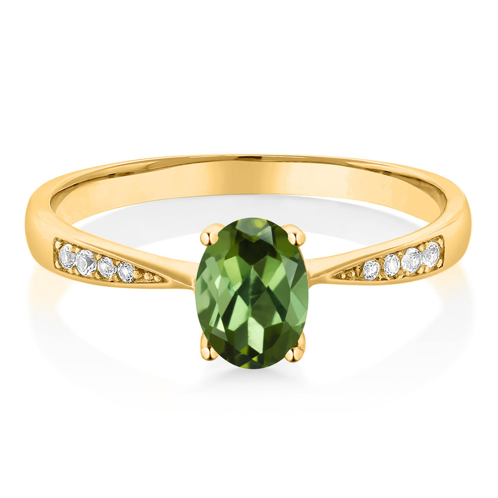 Green Tourmaline - October_8_Ring in 10K Yellow Gold