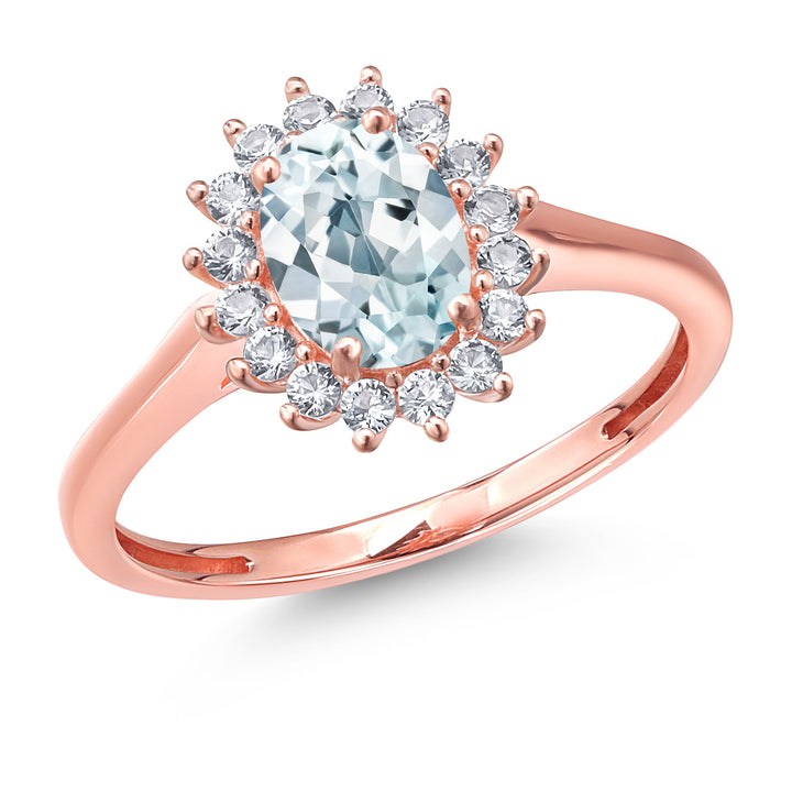 Aquamarine - March_5_Ring in 10K Rose Gold