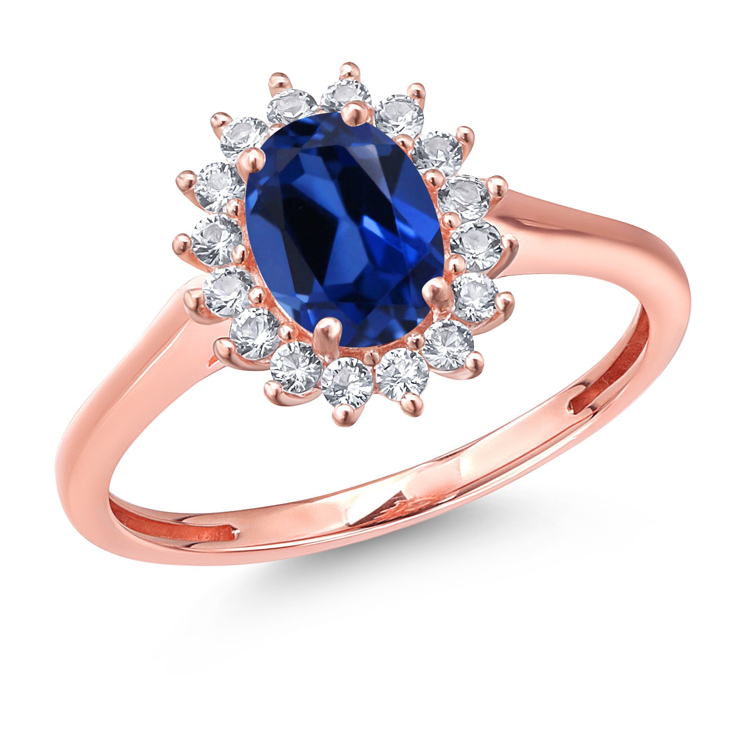 Blue Created Sapphire - September_9_Ring in 10K Rose Gold