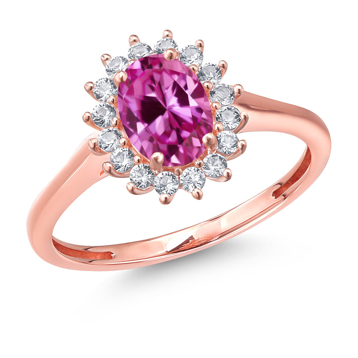Pink Created Sapphire - September_9_Ring in 10K Rose Gold