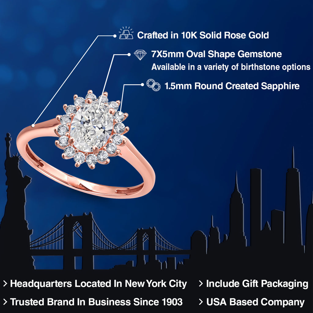 Lab Grown Diamond and Created Sapphire_Ring in 10K Rose Gold