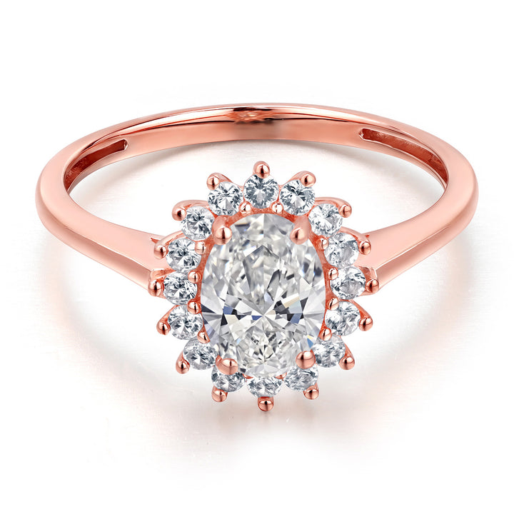 Lab Grown Diamond and Created Sapphire_Ring in 10K Rose Gold