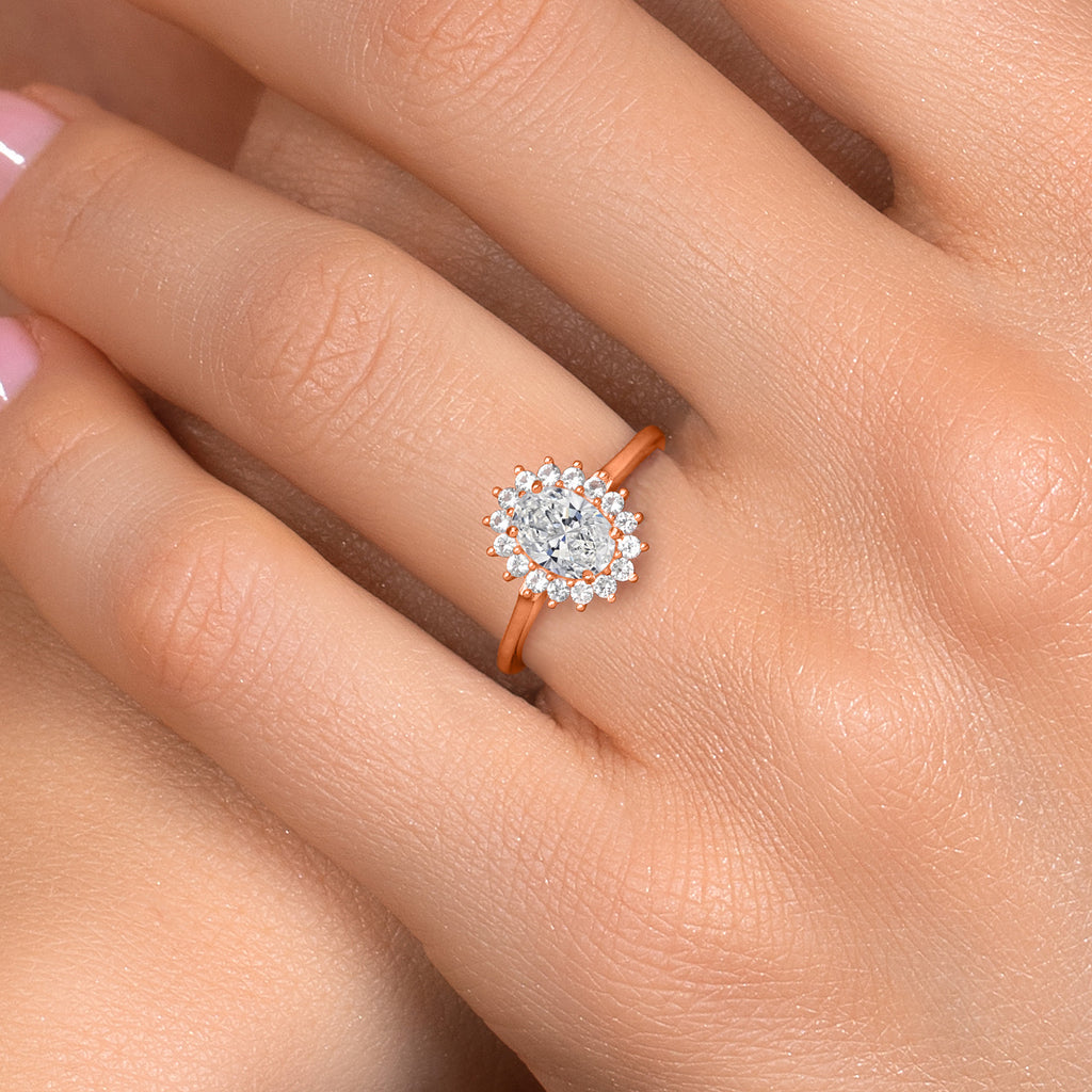 Lab Grown Diamond and Created Sapphire_Ring in 10K Rose Gold
