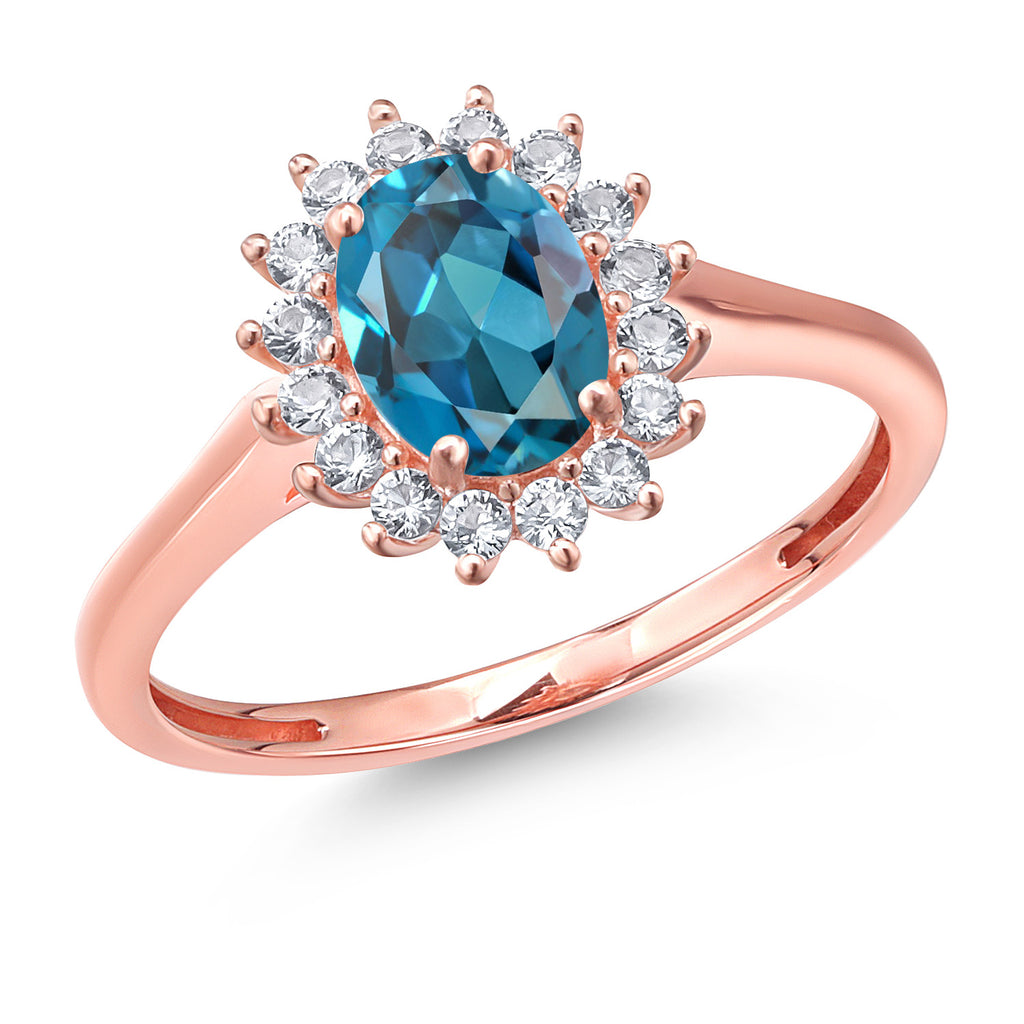 London Blue Topaz - November_8_Ring in 10K Rose Gold